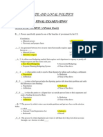 State and Local Politics - Final Exam