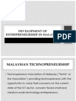 Development of Technopreneurship in Malaysia