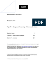 P1 Management Accounting Performance Evaluation