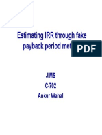 Estimating IRR With Fake Payback Period-L10