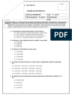 Prueba Sumativa de Matemática - 1 - 5° - B