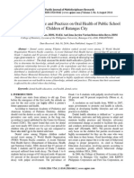 Knowledge, Attitude and Practices On Oral Health of Public School Children of Batangas City