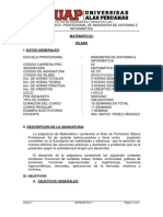 Matemática I Sílabo: Facultad de Ingenierías Y Arquitectura