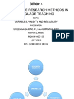 Variables, Validity & Reliability