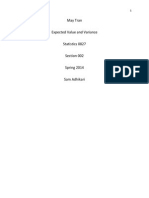 May Tran Expected Value and Variance Statistics 0827 Section 002 Spring 2014 Sam Adhikari