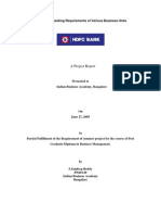 Analysis of Banking Requirements of Various Business Units