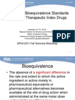 Quality and Bioequivalence Standards For Narrow Therapeutic Index Drugs