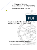 NES 850 Requirements For The Dry Docking Slipping or Lifting of MOD Vessels Category 3