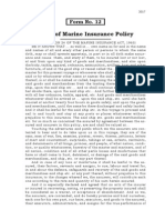 Form of Marine Insurance Policy