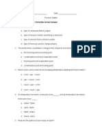 Matter Unit Pretest