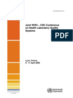 Joint WHO - CDC Conference On Health Laboratory Quality Systems