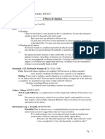 Civil Procedure Outline: Abernathy, Fall 2015 I. Phases of Litigation Pleadings: Complaint (Class 3 or 9/4)