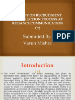 A Study On Recruitment and Selection Process at Reliance Communication