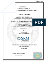 A Study On Ratio Analysis at Amararaja B