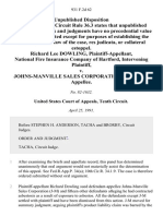 Richard Lee Dowling, National Fire Insurance Company of Hartford, Intervening v. Johns-Manville Sales Corporation, 931 F.2d 62, 10th Cir. (1991)