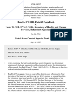 Bradford Weir v. Louis W. Sullivan, M.D., Secretary of Health and Human Services, 972 F.2d 357, 10th Cir. (1992)