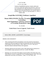 Joseph Blaz Sanchez v. Duane Shillinger, Warden, Wyoming Department of Corrections State Penitentiary Attorney General of The State of Wyoming, 116 F.3d 1489, 10th Cir. (1997)