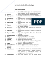 Introduction To Medical Terminology: Part. Terminologies and Their Meanings