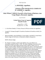 Ivy Rogers v. Unionmutual Stock Life Insurance Company of America v. John Wilson Vargo, of The Estate of Barbara Ann Vargo Rogers, Deceased, 782 F.2d 1214, 4th Cir. (1986)