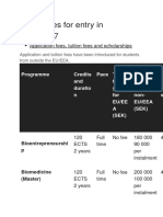 Tuition Fees For Entry in 2016