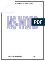 Introduction To MS Word and Techniques Formulae