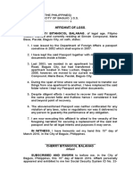 Affidavit of Loss (Passport)