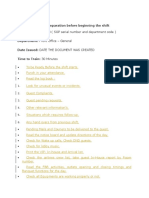 SOP - Preparation Before Beginning The Shift