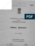 RK Hazari Committee's Final Report On Industrial Planning and Licensing Policy, 1966