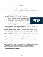 Learning Objective: Introduction To Theory of Factor Pricing