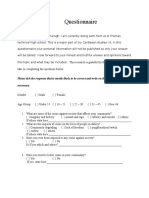 Questionnaire: Please Tick The Response That Is Mostly Likely To Be Correct and Write On The Lines Where Necessary