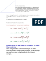 Números Complejos en Forma Trigonométrica