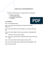 Creating Advertisement: Aim: To Prepare An Advertisement For A Company With Some Specifications