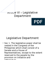 Article VI - Legislative Department