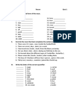 Language Nouns Quiz 1 I. Write The Plural Form of The Noun