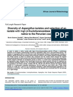 Diversity of Aspergillus isolates and selection of an isolate with high β-fructofuranosidase activity that is native to the Peruvian coast