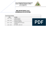 Iiee Sportsfest 2017 Schedule of Activties