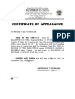 Appearance Certificate