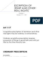 Prescription of Ownership and Other Real Rights