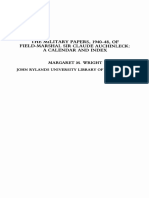 The Military Papers, 1940-48, of Field-Marshal Sir Claude Auchinleck A Calendar and Index (Bulletin of The John Rylands University Library of Manchester)