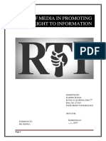 Role OF Media IN Promoting Right TO Information: S B: K B B.C - LL.B. (H .) S 7 R N: 271/14 P: R I