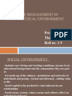 Models of Management in Socio-Political Environment..: Presented By.. The A' Factors. Roll No. 1-9