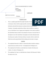 Criminal Complaint Against Brett Kavanaugh File With The Department of Justice