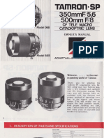 Tamron SP - 350mm f5.6 06b - 500mm f8 55b - Manual PDF