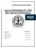 Place of Suit Section 15 - 21of The Code of Civil Procedure: University Institute of Legal Studies
