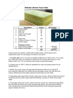 Matcha (Green Tea) Cake: Ingredients Grams Percentage