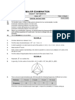 Major Examination: Subject - Mathematics Maximum Marks: 80 Class - IX Time: 3 Hours