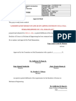 Approval Sheet: "A Modification Design of Line 10 Cip Capping System in Coca-Cola Femsa Philippines Inc. Sta. Rosa Plant"