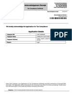 Acknowledgement Receipt For Tax Compliance Certificate