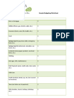 Monthly Expenses: Sample Budgeting Worksheet