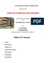 Audit of Warhouse and Weighing: Audits and Regulatory Compliance